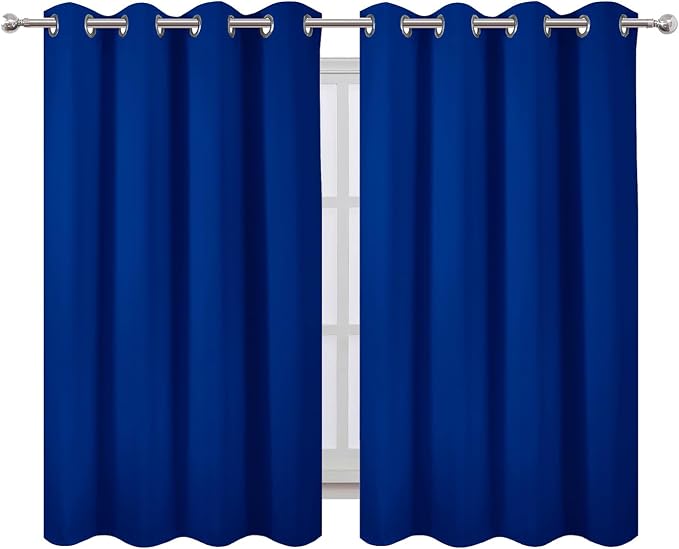 LEMOMO Royal Blue Thermal Blackout Curtains/52 x 54 Inch/Set of 2 Panels Room Darkening Curtains for Bedroom