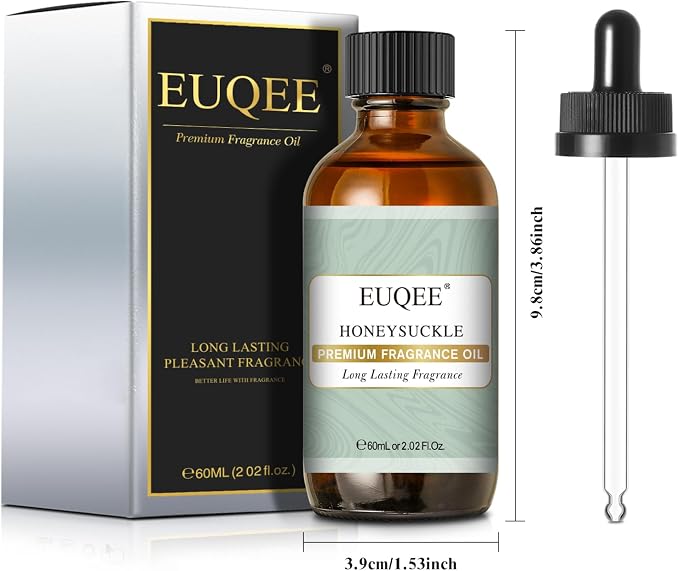 EUQEE 60ML Honeysuckle Fragrance Oil for Diffuser (2.02 Fl oz) | Essential Oil with Glass Dropper for Candle Making, DIY Bath Bombs, Aromatherapy