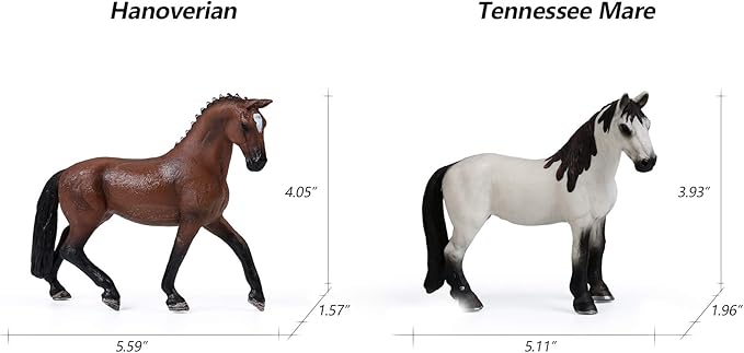 UANDME 8PCS Big Mare and Stallion Toy Figures, Plastic Horse Figurines, Animal Toys for Girls and Boys, Club Cake Topper Party Decoration