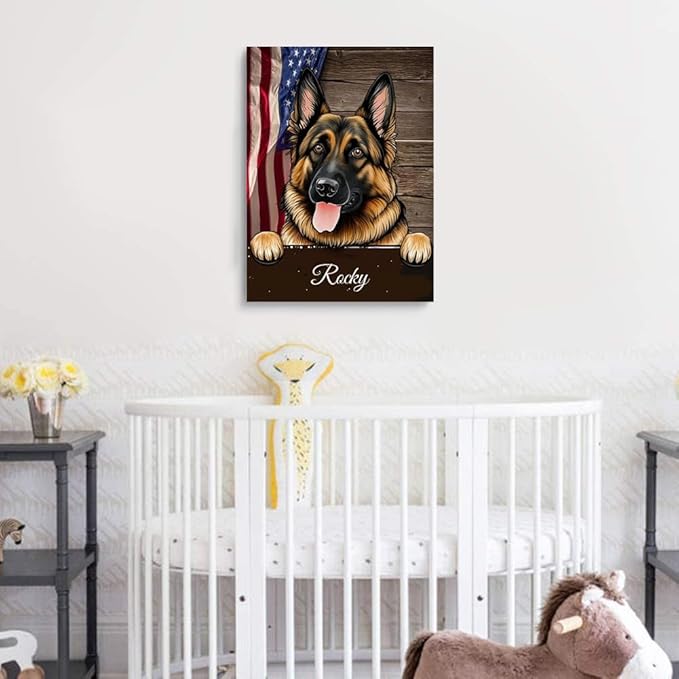 Custom Wooden Jigsaw Puzzles with Your Dog's Name on German Shepherd Art Print - 300 500 1000PCS Puzzles Game and Home Wall Decor