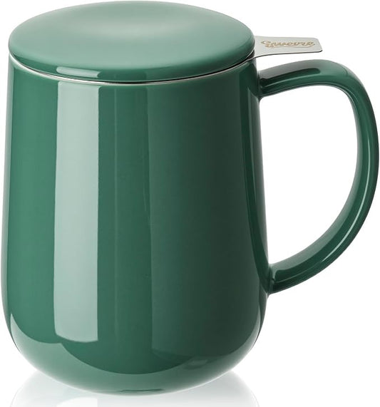 Sweese 20 OZ Porcelain Tea Mug with Infuser and Lid, Sage Green Tea Cup, Gifts for Tea Lover - Sage Green