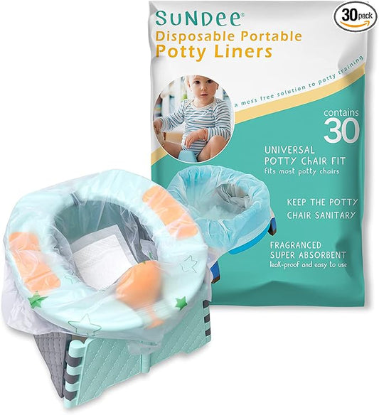 Potty Chair Liners, Portable Disposable Potty Liner Bags for Universal Potty Training Toilet Seat, Toddler Outdoors Travel Baby Toilet Liners - 30 Pack