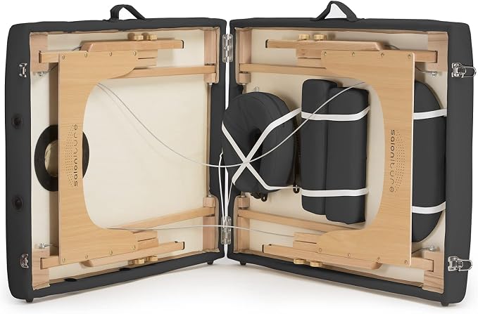 Saloniture Professional Portable Folding Massage Table with Carrying Case - Dark Gray