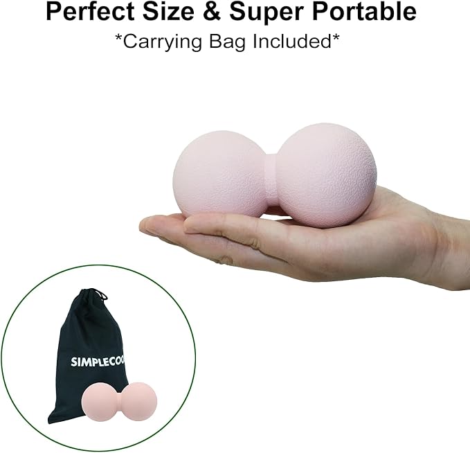 Small Hard Peanut Massage Ball, Double Ball Peanut Roller Mobility Massager Tool for Deep Tissue Massage Physical Therapy Myofascial Release Trigger Point Muscle Relax Pain Relief Acupressure (Pink)