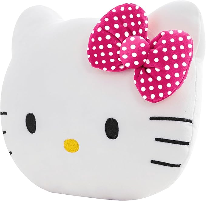 Northwest Hello Kitty Polka Dot Pretty Small Cloud Pillow 12 Inch – Kawaii Plush Stuffed Toy for Kids, Adults, Bedroom & Playroom Decor, Great Gift Idea