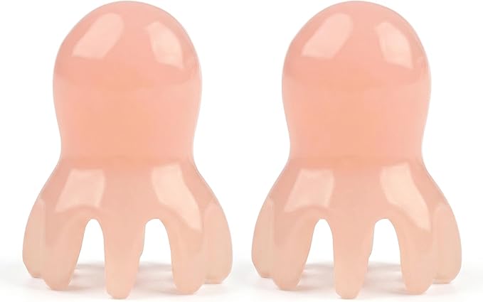 NIIIYTYB 2Pcs Head Massage Tool Scalp Massager Scraper for Deep Relaxation Acupressure Japanese Spa Hair Care Supplies Octopus Scalp Massager Home Office Travel Light Pink