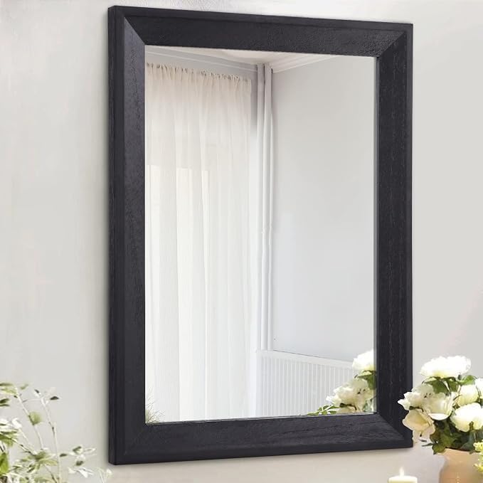 AAZZKANG Black Mirrors for Wall Rectangle Wood Framed Large 26"x18" Decorative Wall Mirror for Bedroom Bathroom Living Room Dressing Room Entryway | Decorative Wall Mirror for Bedroom Bathroom Living Room Dressing Room Entryway