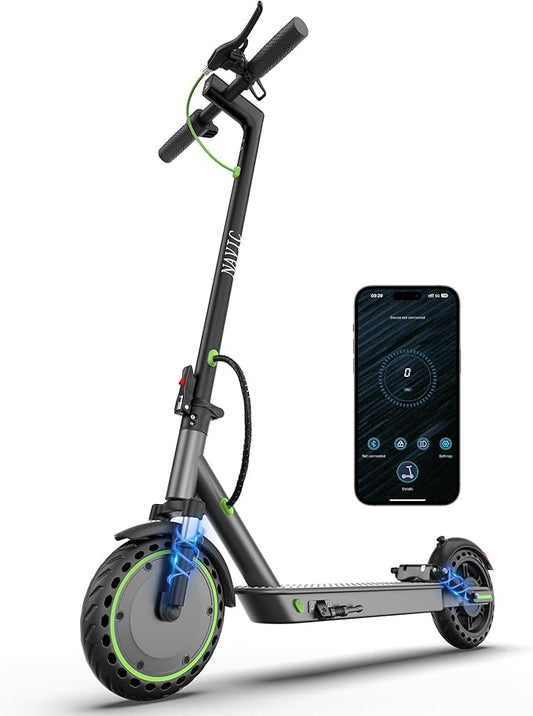 NAVIC Electric Scooter with Dual Suspension/Braking, 350W/500W Motor, 19/22 Mph,Max 22/25/27/49Miles Range, Foldable E Scooter for Adults with App