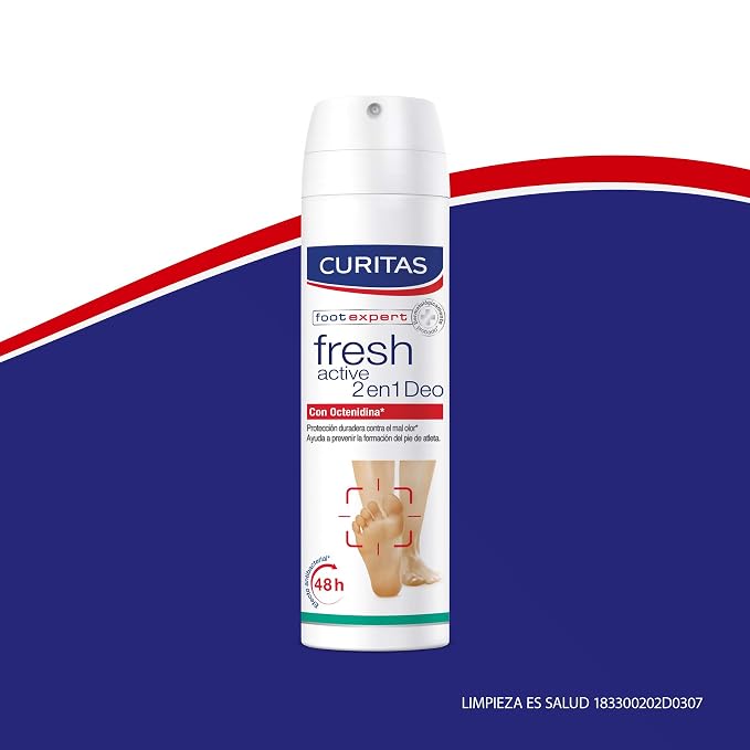 Henitara Curitas Fresh Active 2 in 1 Deodorant Spray for Pies with Octenidina, 150 ml, Unisex