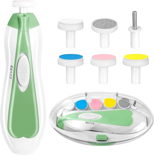 Qunlions life Baby Nail Trimmer Electric, 6 in 1 Baby Nail File Clippers Infant Grooming Kit Manicure Set for Toddler or Adults, Green