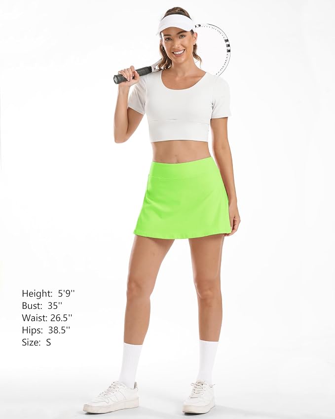 Stelle Women's Tennis Golf Skirts High Waisted with Pockets Inner Shorts for Athletic Skorts Sports Running Pickleball