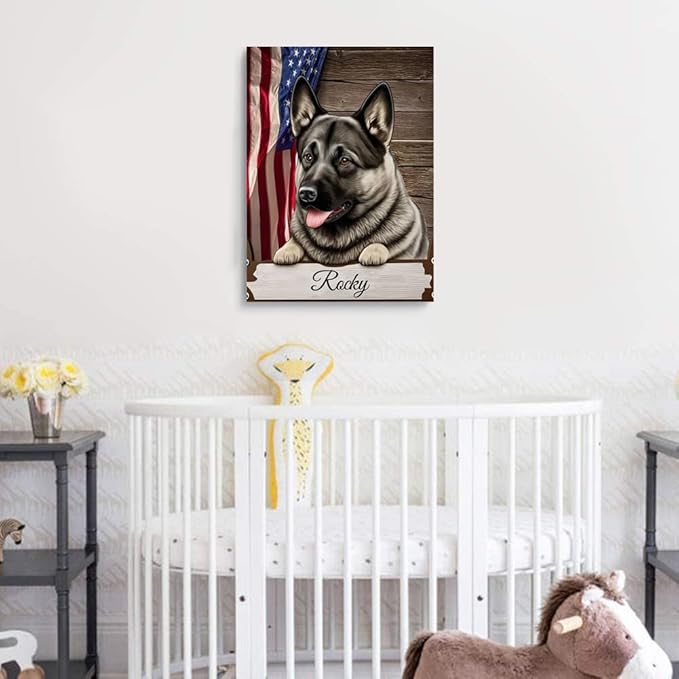 Custom Wooden Jigsaw Puzzles with Your Dog's Name on Norwegian Elkhound Art Print - 300 500 1000PCS Puzzles Game and Home Wall Decor