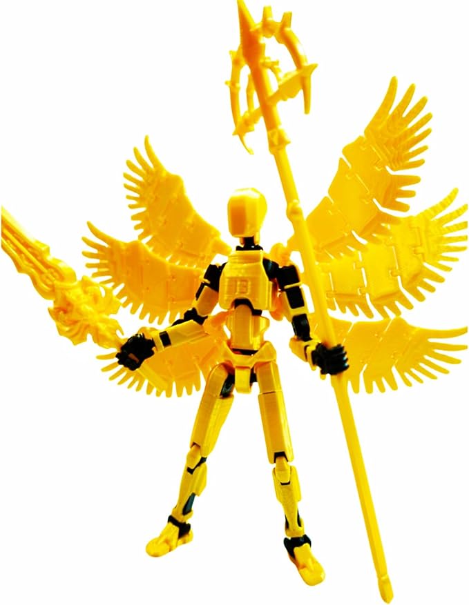 Dummy13 Action Figure Set | Pre-Assembled 3D Printed Titan and Robo Figures | Highly Articulated Robot Toys with Interchangeable Accessories | Perfect for Collectors and Hobbyists (Golden)