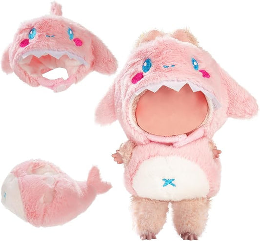 Cute Clothes for Doll Design Outfit Pop Blind Mystery Box Accessories Mart Mini La Boo-Boo Blah Bu Bu BuLafufu Ropa Plush Toy Stuff Dress Overalls Hoodie Pajamas (Pink Whale)