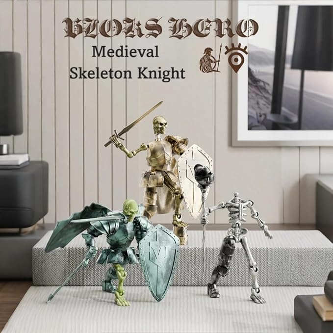 T13 Action Figure Set,Skeleton Knight Action Figures,Knight Action Figures,Dummy 13,Lucky 13 Collectible Action Figure（Assembly Required） (A-Golden Skull Knight)