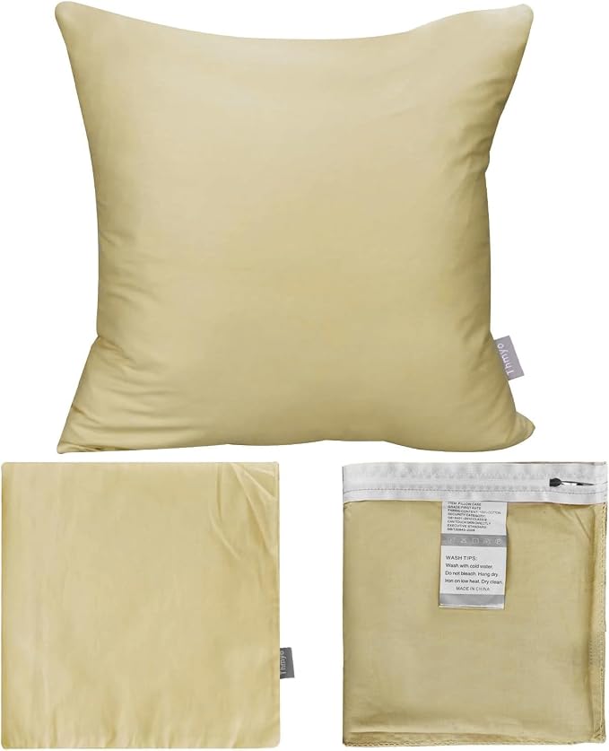 Thmyo 4-Pack 100% Cotton Comfortable Solid Decorative Throw Pillow Case Square Cushion Cover Pillowcase Sublimation Blank Pillow Covers DIY Throw Pillowcase for Sofa Bedroom(22x22 inch/ 55x55cm,Khaki)
