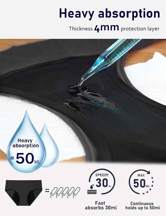 ALLBASE No-side-leaks Leakproof 2.0 Heavy Flow Period Underwear for Women