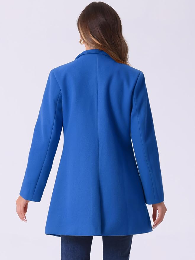 Allegra K Women's Winter Overcoat Mid-Long Stand Collar Single Breasted Coat Outerwear
