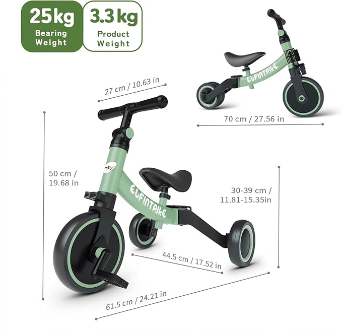 besrey 5 in 1 Toddler Bike for 1 Year to 4 Years Old Kids, Toddler Tricycle Kids Trikes Tricycle, Toys for Boy & Girl, Balance Training, Removable Pedals