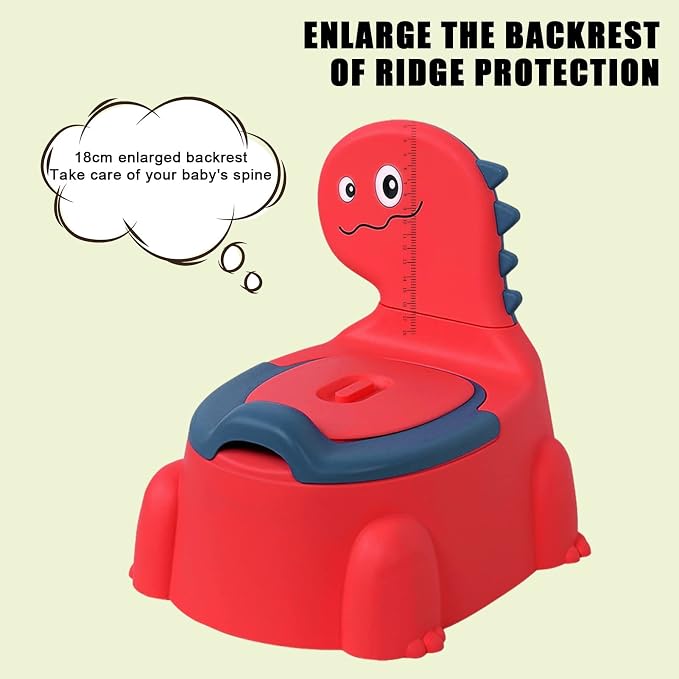 Potty Training Toilet, Dinosaur Potty Training Toilet Seat, Separated Dinosaur Training Potty for Toddlers with Non-Slip Rubber Mat Backrest, Portable Potty Chair for Boys and Girls Travel