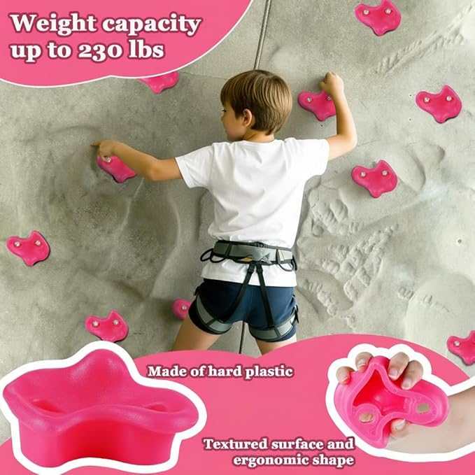 veimia Rock Climbing Holds for Kids, 10PCS Extra Large Climbing Wall Grips with Mounting Hardware and Hex Wrench, Indoor Outdoor Playground Rock Wall for Wooden Board, Weight Capacity 230 lbs