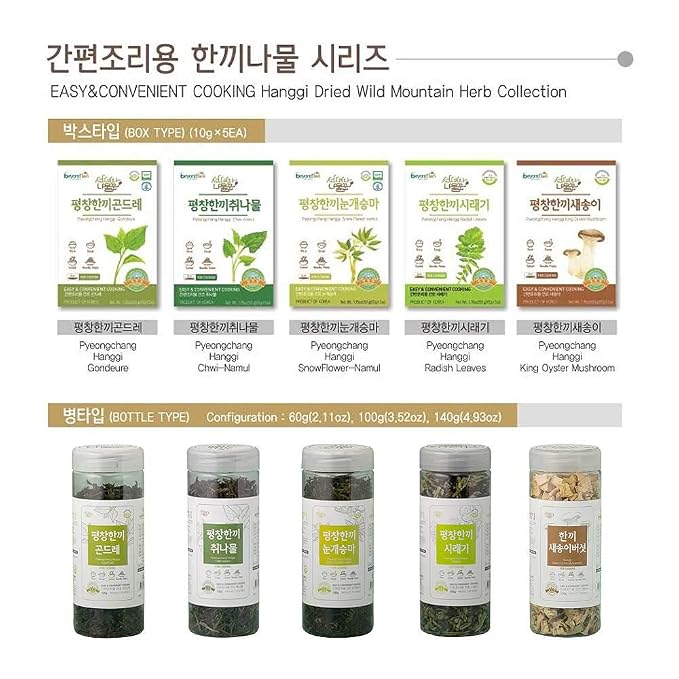 Pyeongchang Hanggi Gondre Namul for Bibimbap with Rich Flavor, Dried Topping Vegetables for Rice Cooking, Korean Food Rice Recipes