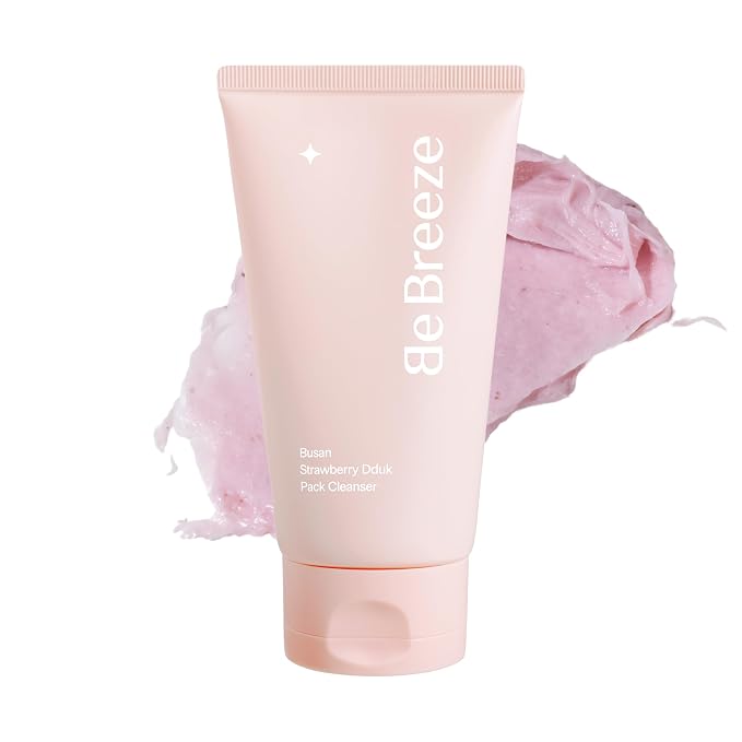 Busan Strawberry Dduk Pack Cleanser – 3-in-1 Korean Pack & Foam Wash with Rice & Strawberry Powder – Hydrating Neutral pH Amino Acid Wash – Vegan K-Beauty Facial Cleanser, 4.23 oz