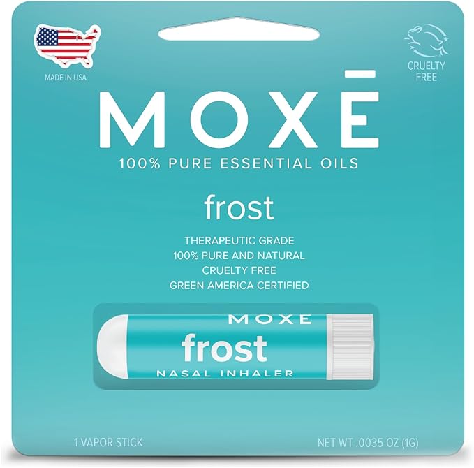 MOXE Frost - Energizing Aromatherapy Nasal Inhaler - Alleviate Headaches, Boost Focus & Energy - Cooling Sinus Blaster - Includes Peppermint, Eucalyptus, & Wintergreen Essential Oils - USA (1-Pack)