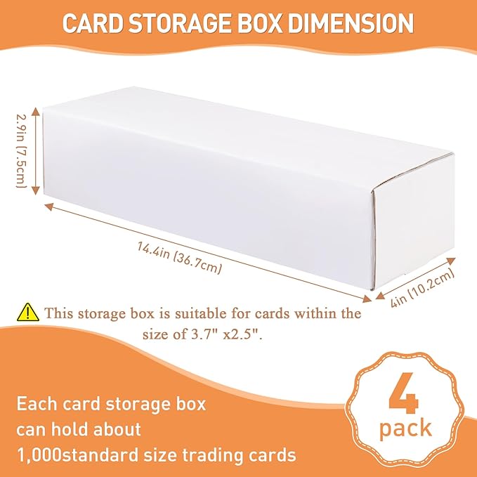Card Storage Box,4-Pack • 1000 Count Card Box,Trading card storage box for TCG/Mtg/Sports Card Storage and Collection,14.4 INCH Horizontal
