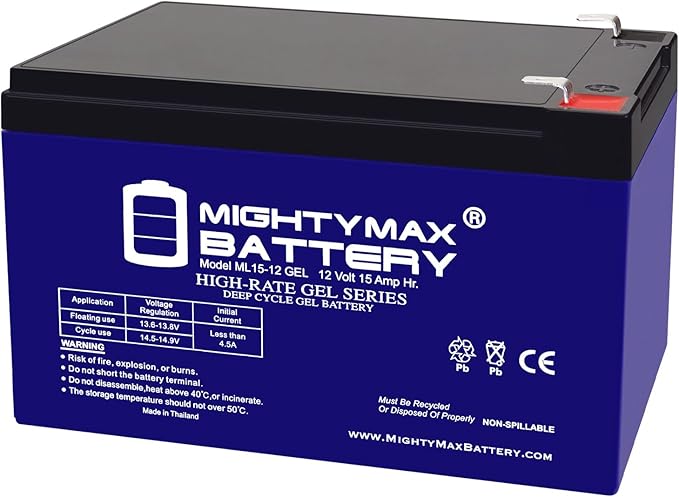 Mighty Max Battery 12V 15AH GEL F2 Replacement Battery Compatible with Little Tikes H2 Toy Car