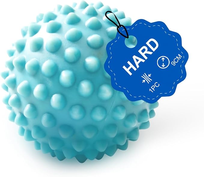 9cm Massage Ball for Trigger Point & Deep Tissue - Gentle Spiky PVC Muscle Roller for Plantar Fasciitis, Neck, Back & Foot Pain Relief - Portable Body Massager (Light Blue)