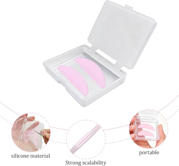 Pink Silicone Lash Lift Shields, 1 Pair Reusable Korean Style Eyelash Perming Pads, Super Sticky Flat Shields for Lash Lifting and Softening, Professional Eye Lash Perm Tools for Women Beauty