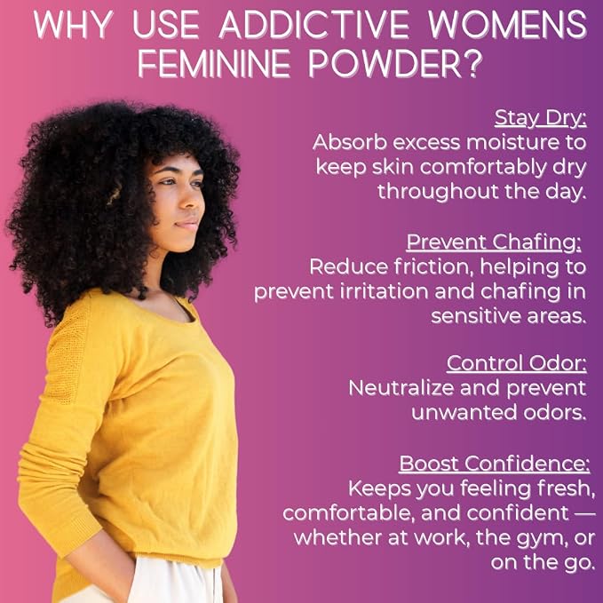 Addictive Womens Feminine Powder | Absorb Sweat | Fight Friction and Chaffing | Prevents Odor | Made from Natural Ingredients | Made in the USA (Blossom)