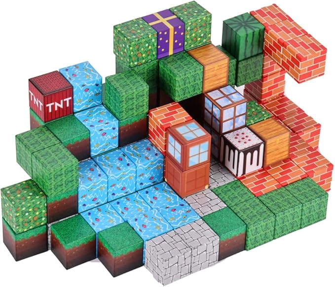 Magnetic Building Blocks 108PCS STEM Toys for Kids Ages 3-10 Forest-Themed Learning Set with Idea Book Montessori Sensory & Creative Play Gift (Garden)