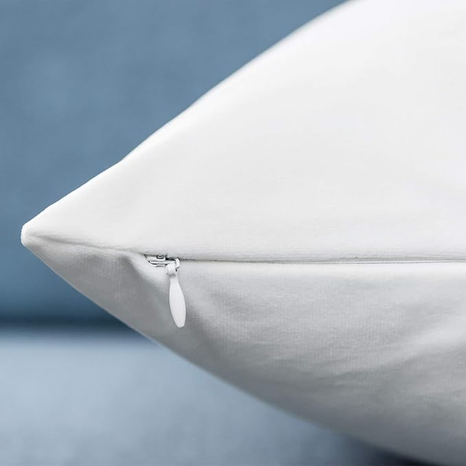 Throw Pillow Covers Set of 2 for Couch Bed Velvet Cushion Cover 14x14,White | Decorative Pillow Covers with Invisible Zipper for Sofa Living Room Bedroom Home Decor Modern