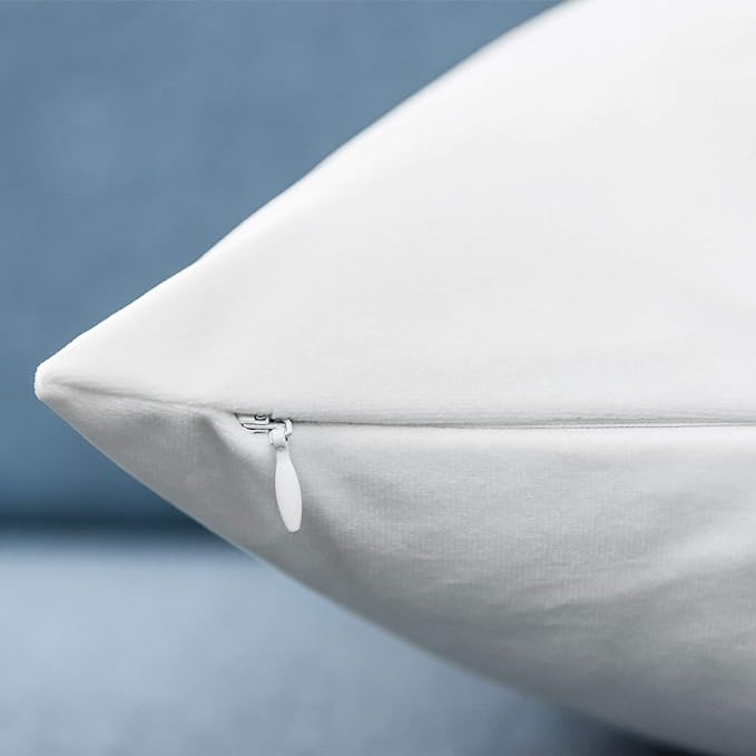 White 18x18 Throw Pillow Covers Decorative Velvet Cushion Covers Set of 2 | Soft Pillow Cases with Invisible Zipper for Modern Couch Sofa Bed Living Room Bedroom Home Decor