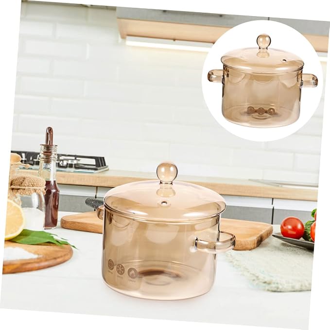 Heat Resistant Borosilicate Glass Stew Pot with Lid Kitchen Cookware for Cooking Stewing Capacity for Home Use Energy Efficient Design