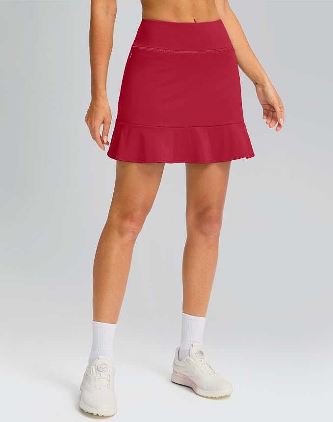 16" Golf Skorts for Women with 5 Pockets | Athletic, Tennis Skirt, High Waisted, Pickleball, Travel, Casual, Lightweight, Ruffle Summer Skirt, with Shorts