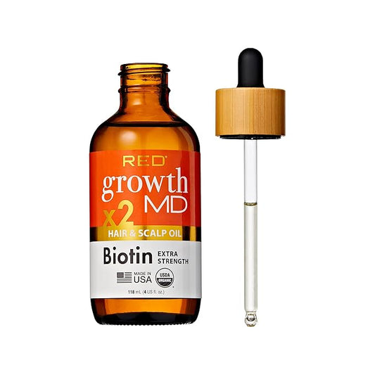 Red By Kiss Growth MD Strengthening Hair Oil with Biotin Rosemary for Hair Growth & Thinning, Cooling Scalp Treatment, Strengthens & Thickens Hair, Soothes Irritation (4 Fl Oz)