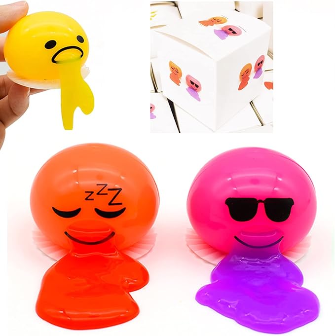 Vomiting Egg Slime Toy - Funny Prank Squeeze Stress Ball Puking Yolk, Novelty Fidget Relief Toy Gag Gift for Kids Adults, Christmas Stocking Stuffers & Birthday Parties