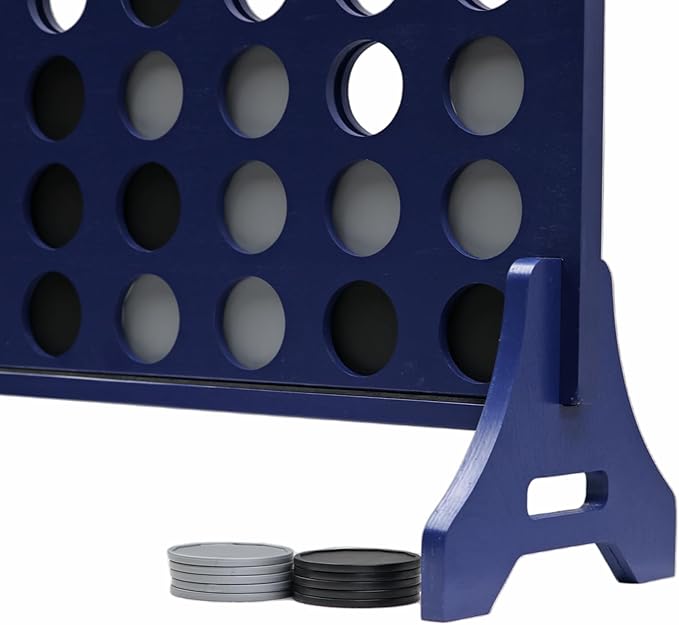Tailgating Pros Premium Navy Giant Four in a Row with Carrying Case - Jumbo Oversized Outdoor Yard Game - Connect Multiple Pucks in a Row to Win - Many Puck Colors Available!