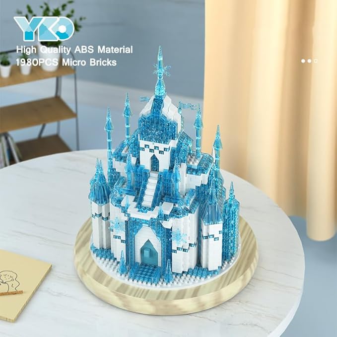 Ice Castle Building Toy, Mini Bricks Bonsai Block Set, 1980 Pieces Micro Bricks Collectible Ideas Building Blocks for Adult Kids Ages 14 and up