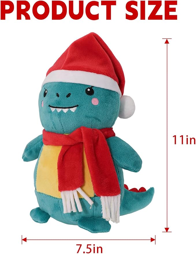 Dinosaur Plush Toy Stuffed Animal Cute Christmas Dinosaur Plushies Pillow Soft Plushie Doll Gifts for Kid Decor (11 Inch)