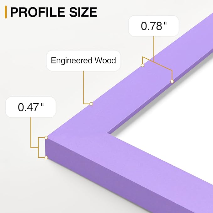 Vittanly 8x10 Picture Frames Set of 9 for Wall or Tabletop Display, Purple | Display Pictures 5x7 with Mat or 8x10 without Mat, Small Photo Frames, Engineered Wood with Shatter Resistant Plexiglass