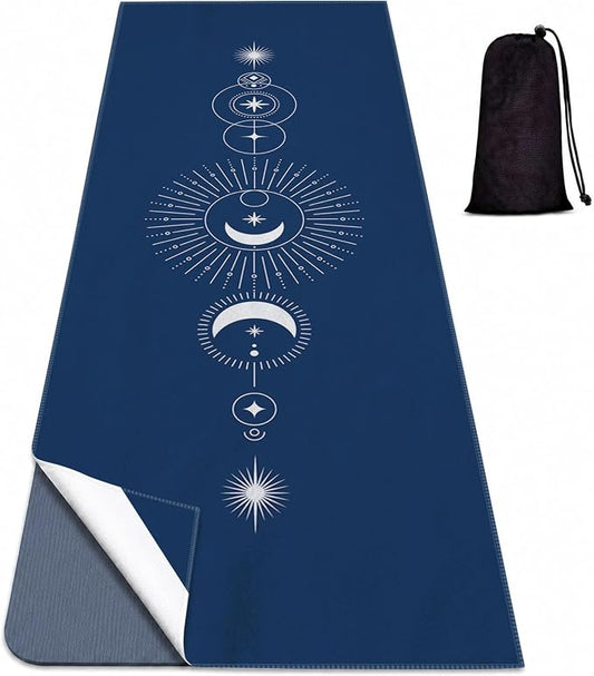 Yoga Mat Towel, Hot Yoga Non Slip with 4 Corner Pockets, 70 x 26 in | Soft Absorbent Microfiber With Four Corner Pockets, Fits Over Yoga Mats For Hot Yoga, Pilates, Gym, And Travel