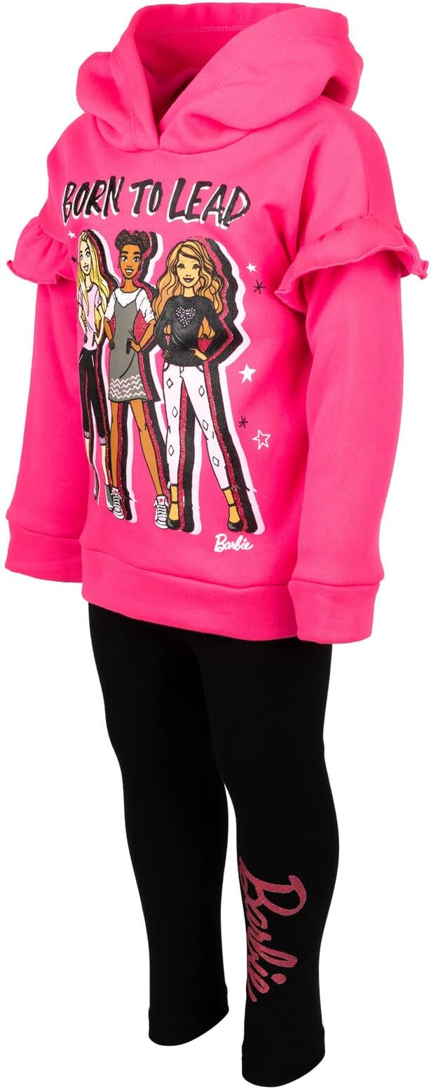 Barbie Girls Fleece Hoodie and Leggings Outfit Set Toddler to Big Kid Sizes (2T - 18-20)