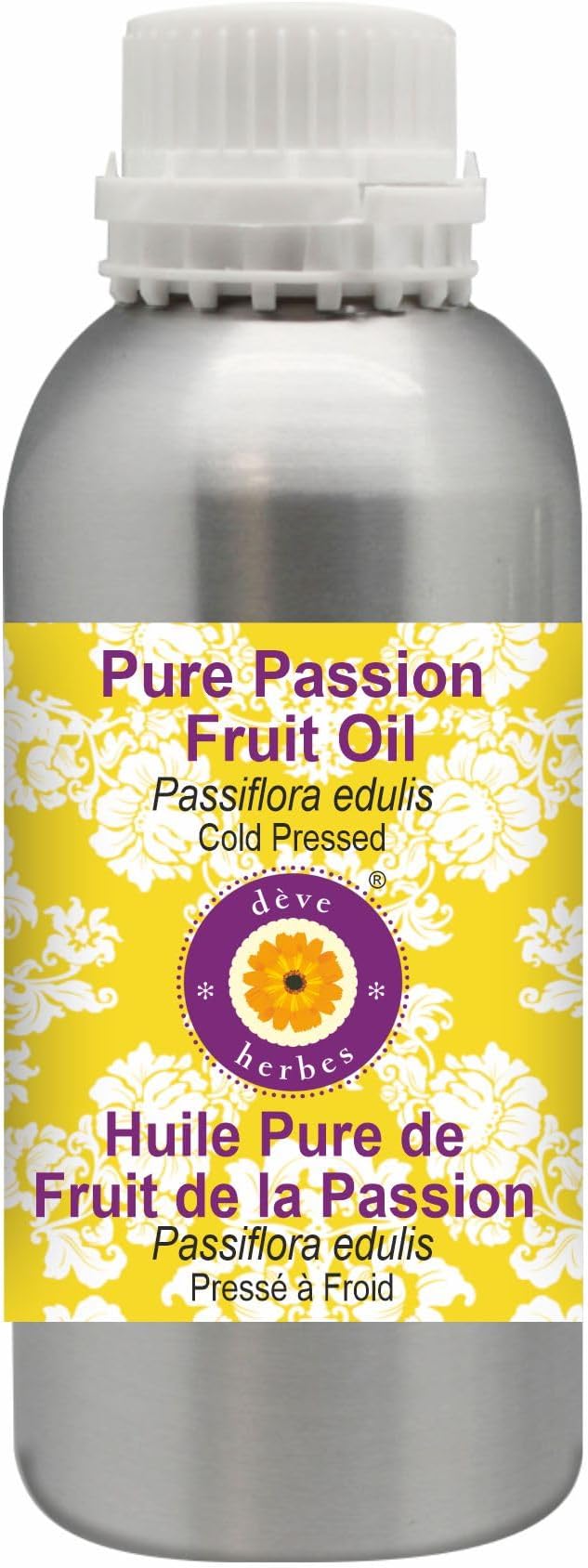 Deve Herbes Pure Passion Fruit Oil (Passiflora edulis) Cold Pressed 630ml (21 oz)
