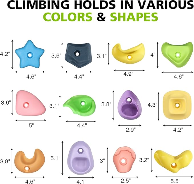 TOPNEW 24PC Kids Climbing Holds, Climbing Rocks for Play Set, Swingset - Adult Rock Wall Holds with Mounting Hardware for Indoor Outdoor Climbing Wall, Pastel Color