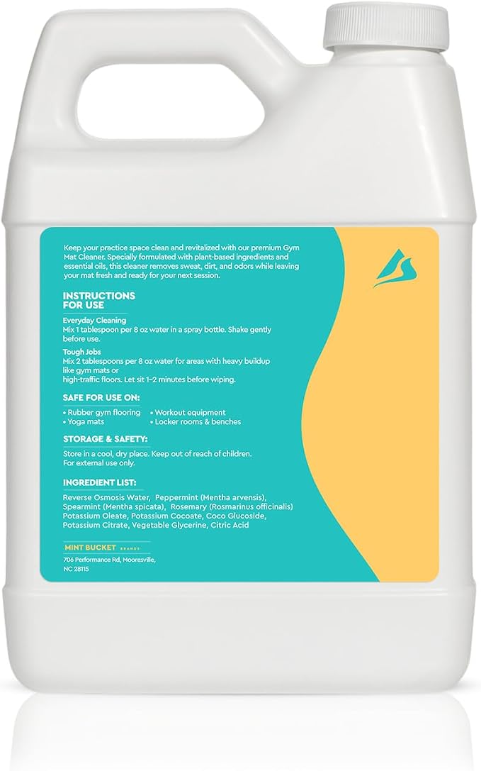 SwaytAway Fitness Mat Cleaner Concentrate – 32oz/Make 4 Gal - No-Slip No-Residue Fresh Mint Essential Oil Formula – USA Made Aromatherapy Yoga Mat Spray for Home & Studio – Natural Cleaning Solution