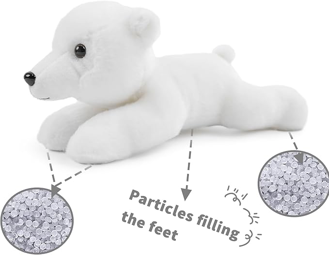 Stuffed Animal for Kids,8 inch Realistic Animal Plush Toy Lying Down Posture Animals,Plush for Boys Girls Adult Birthday Hug Teaching(S-Polar Bear)